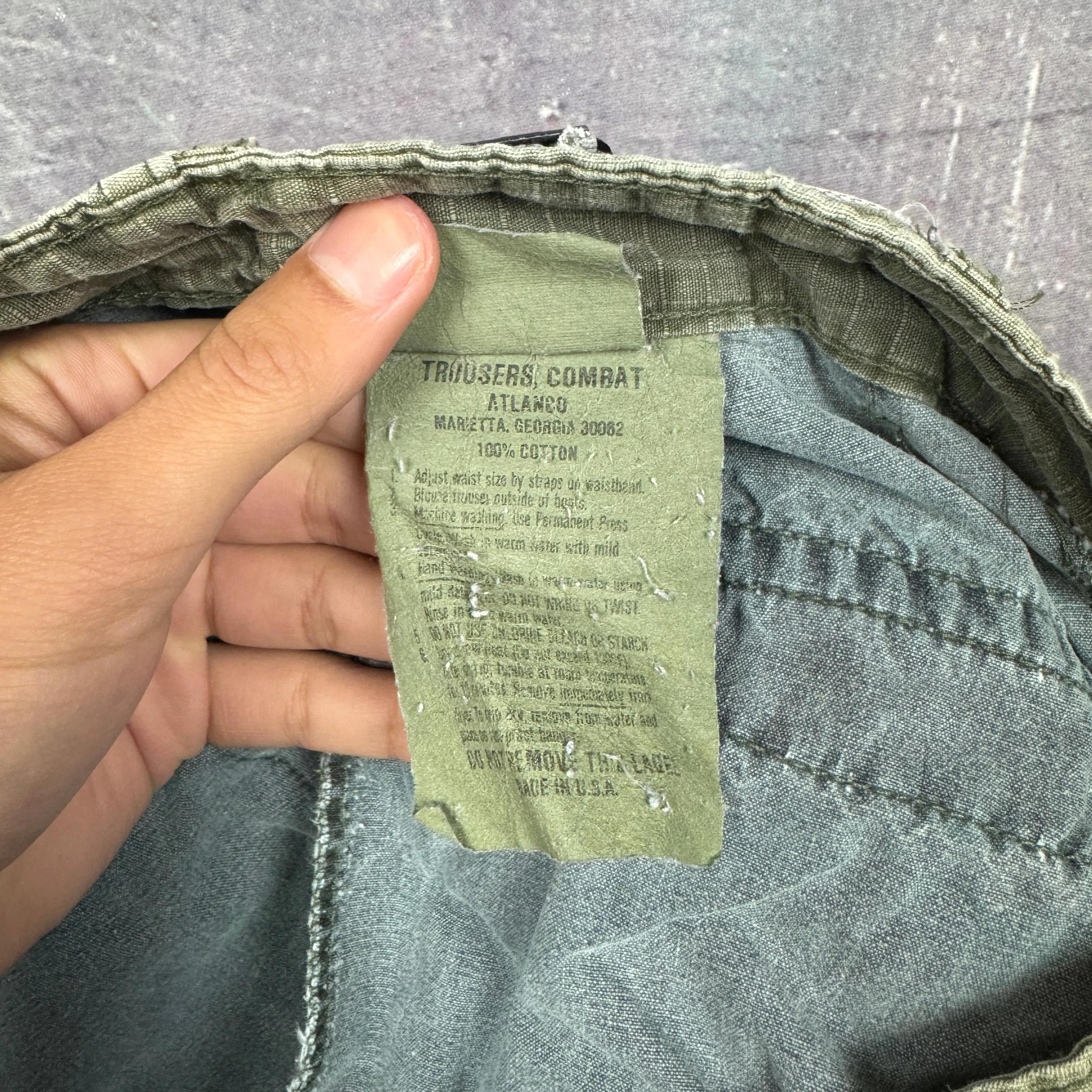 90s Olive Green Military Baggy Cargo Work Pants 34x30 2217