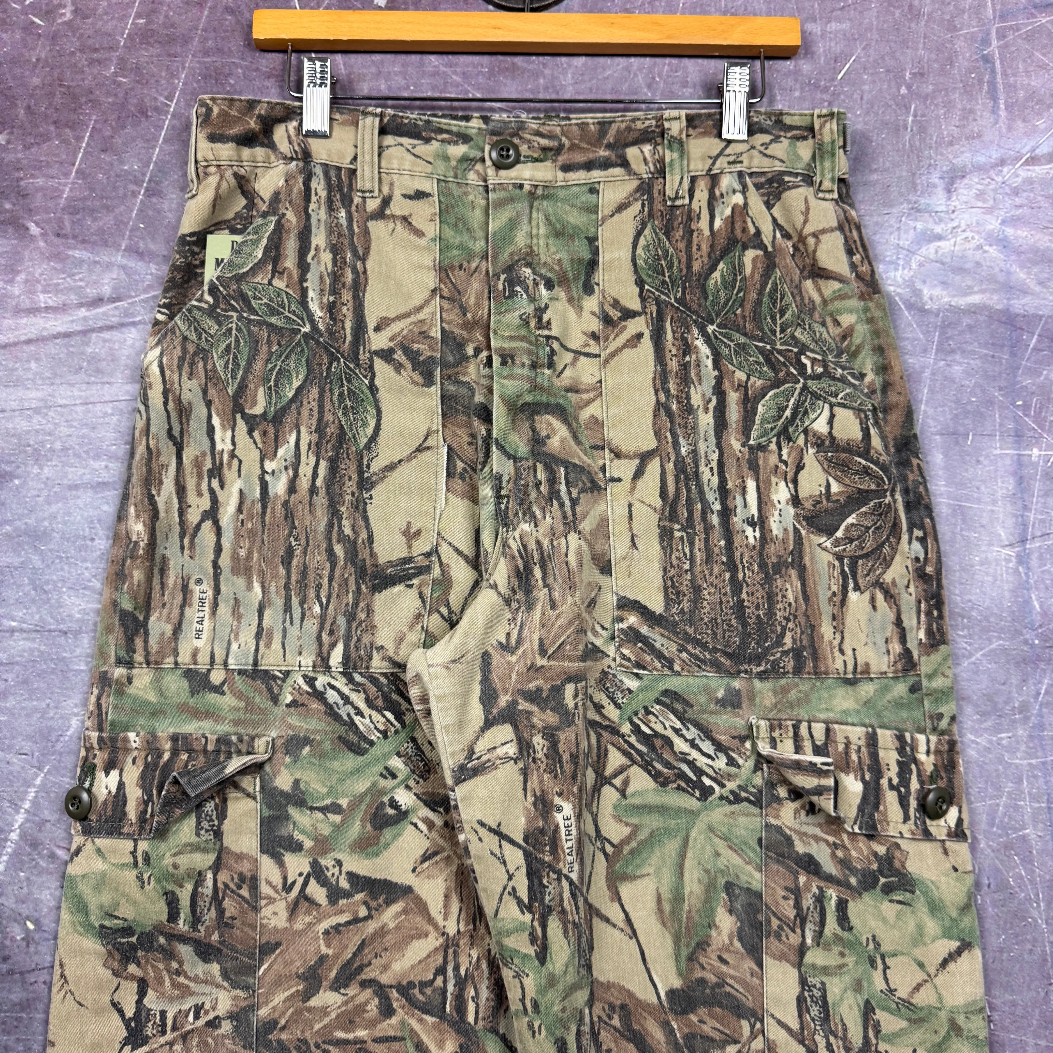 90s RealTree Camo Cargo Baggy Work Pants 33x30 2216