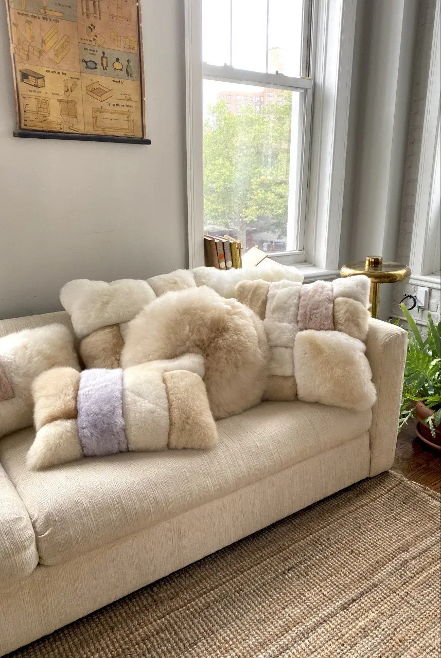 Alpaca Colorblock Pillow Lavender