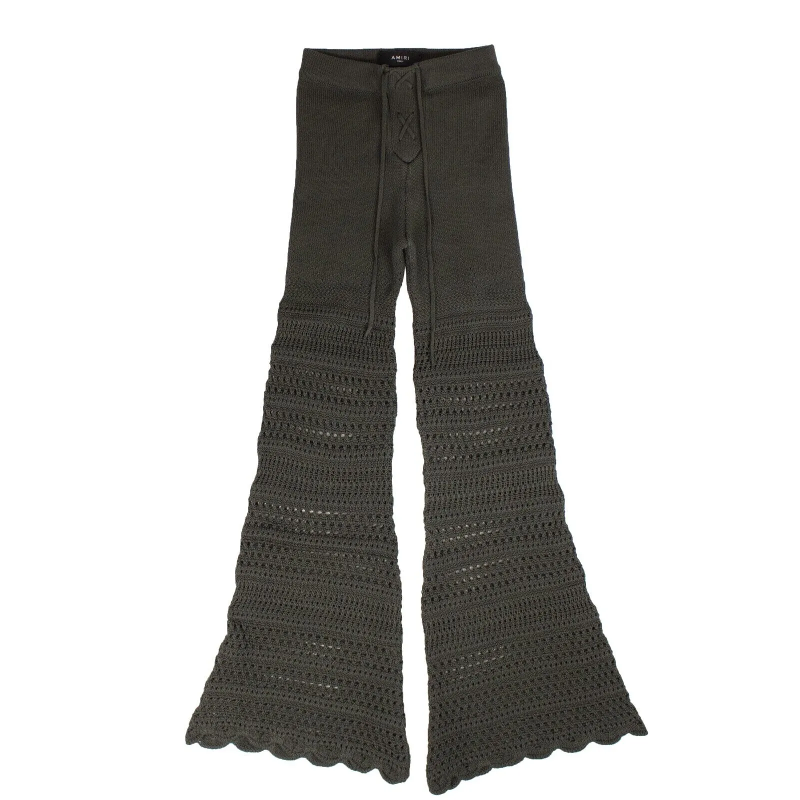 AMIRI Dark Green Checkered Crochet Flare Pants