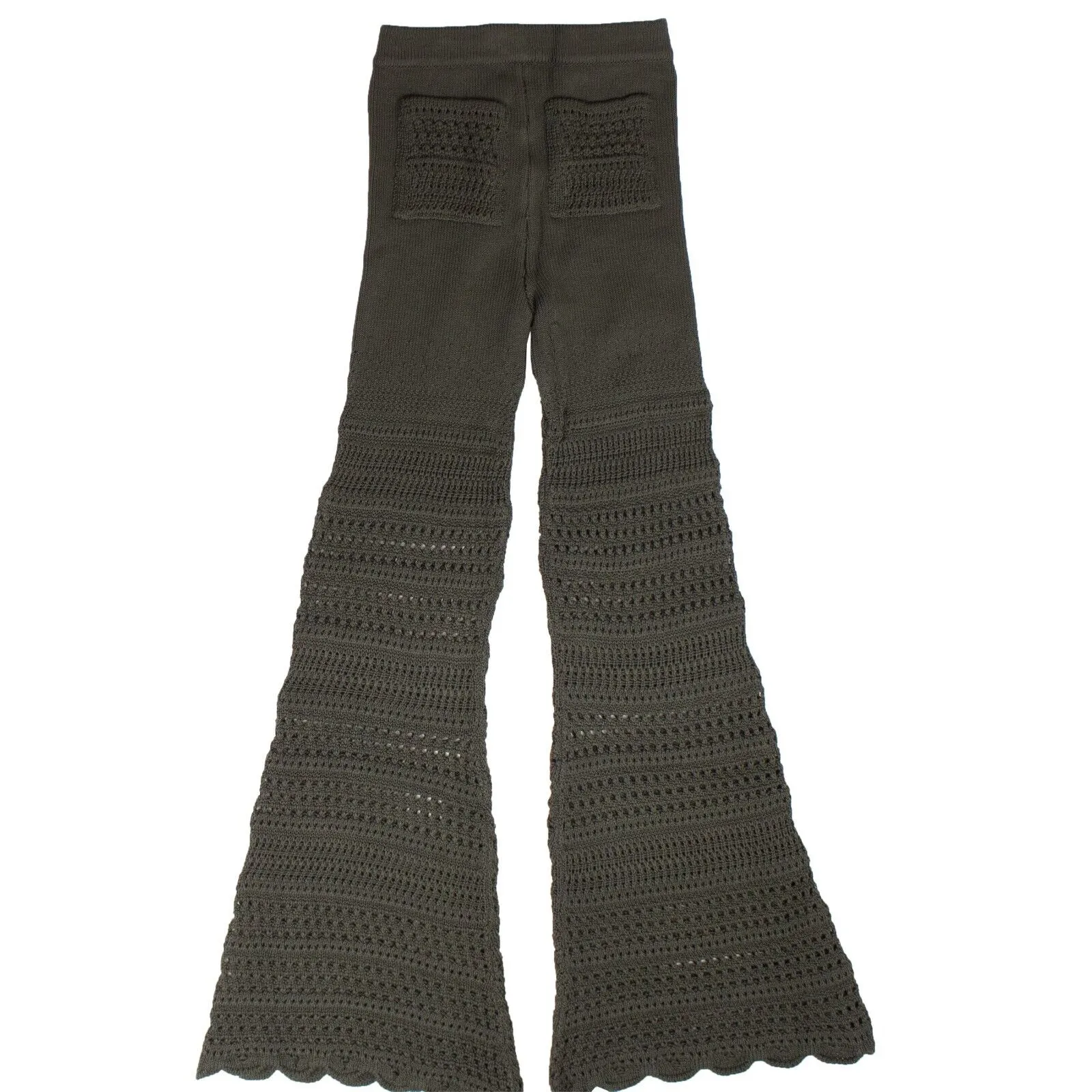 AMIRI Dark Green Checkered Crochet Flare Pants