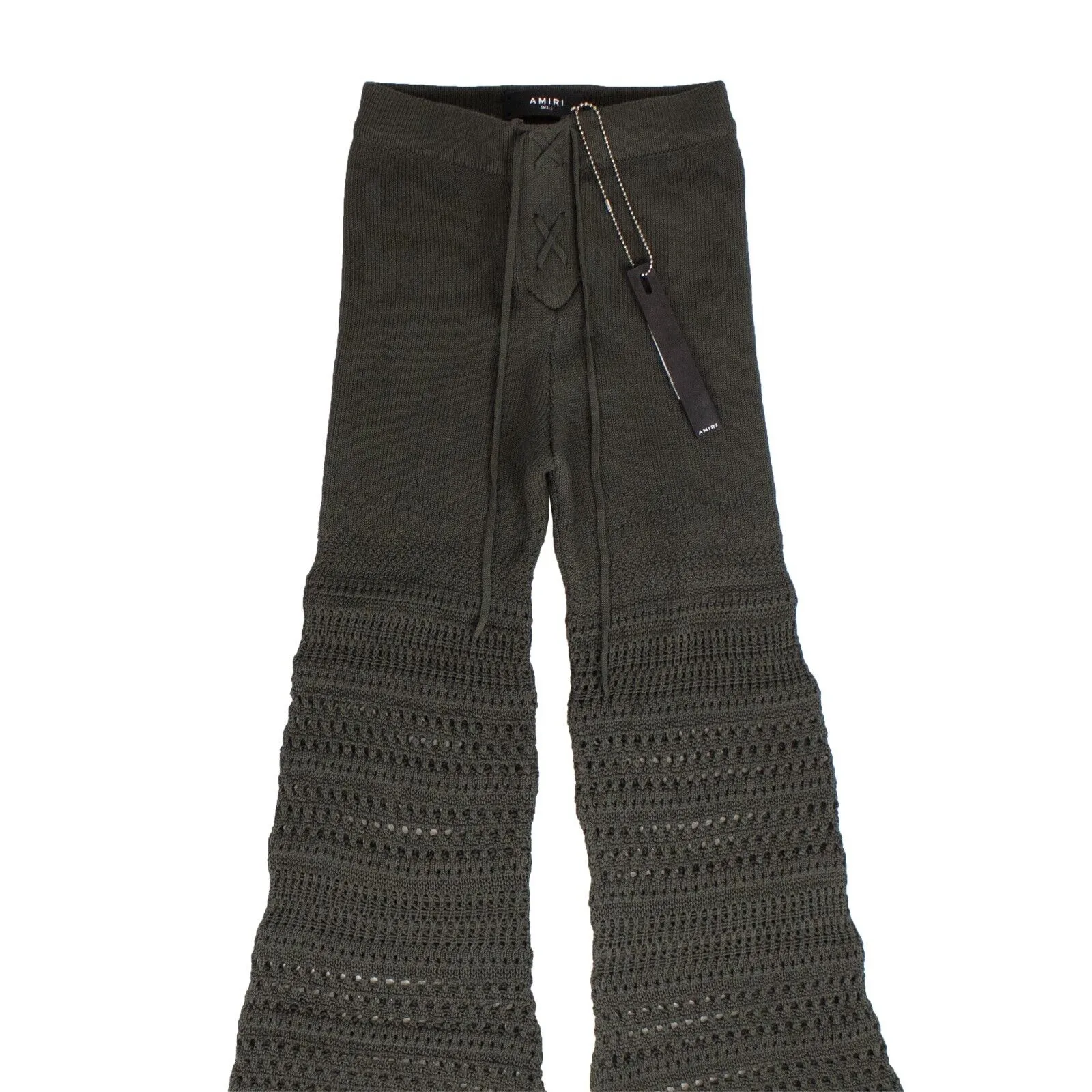 AMIRI Dark Green Checkered Crochet Flare Pants