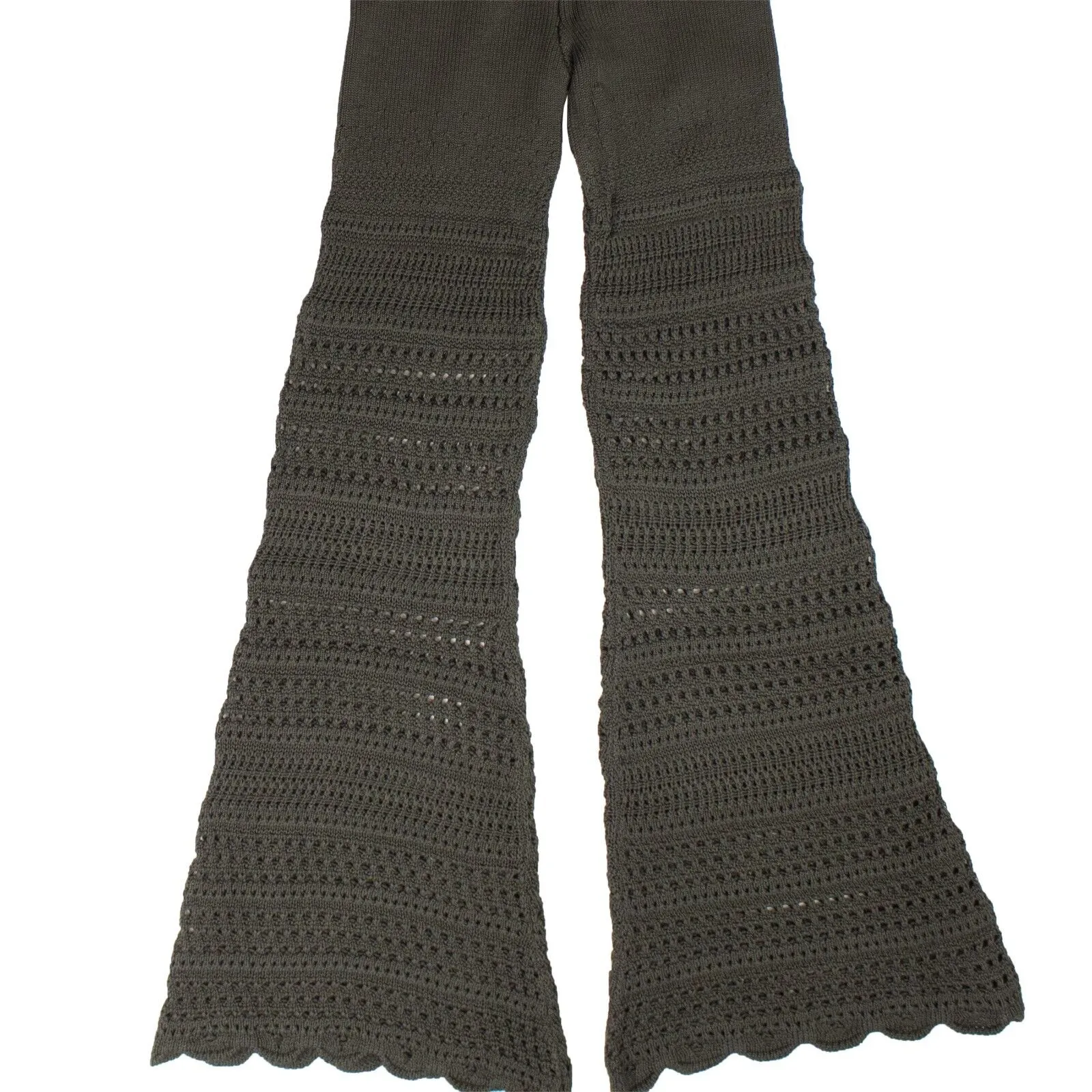 AMIRI Dark Green Checkered Crochet Flare Pants