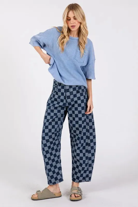 Barrel Checkered Jeans