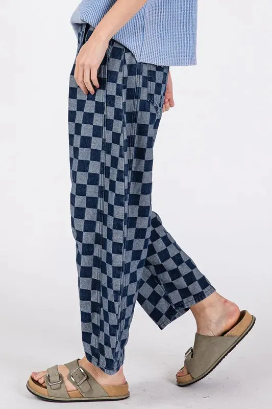 Barrel Checkered Jeans