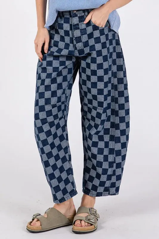 Barrel Checkered Jeans