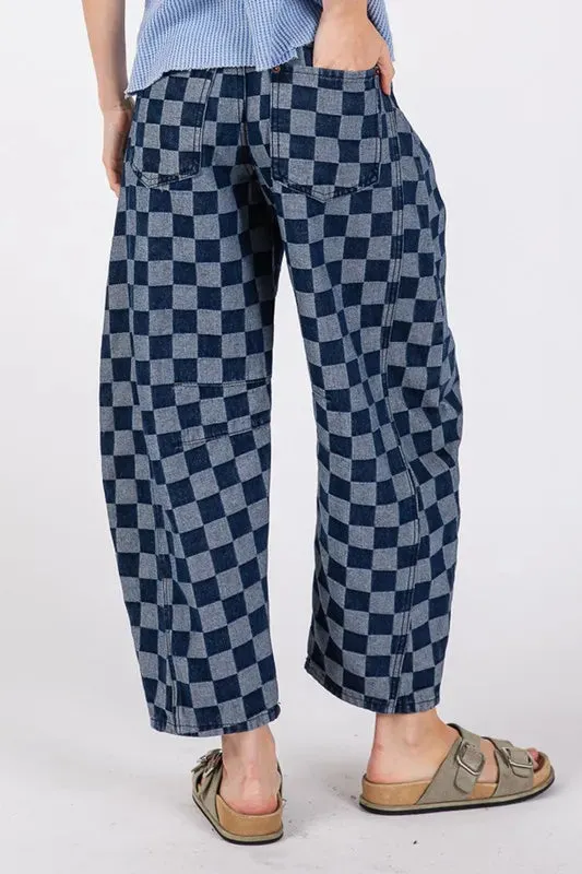Barrel Checkered Jeans