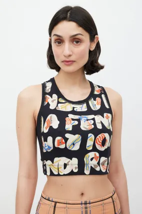 Black & Multicolour Geometric Logo Tank
