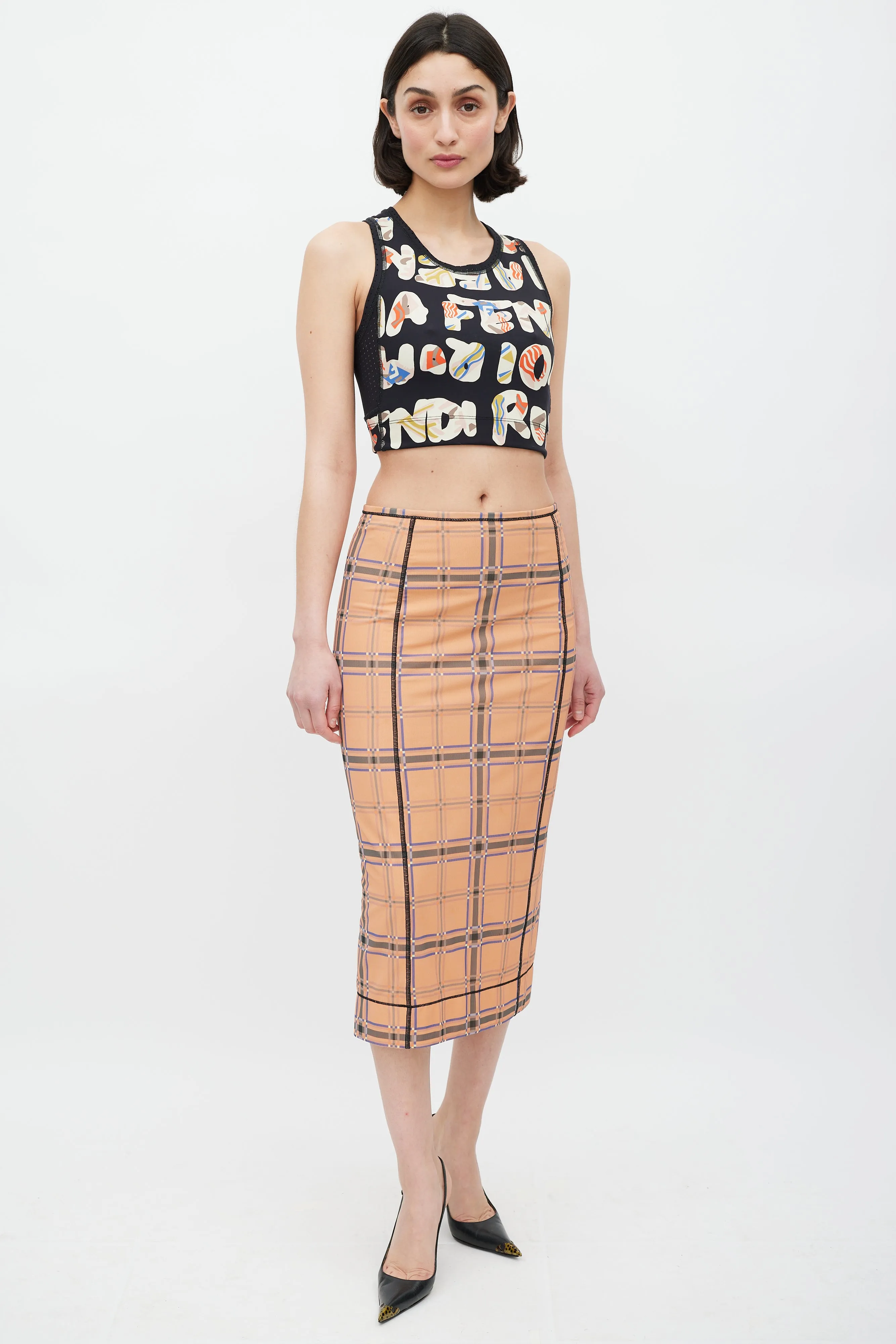 Black & Multicolour Geometric Logo Tank