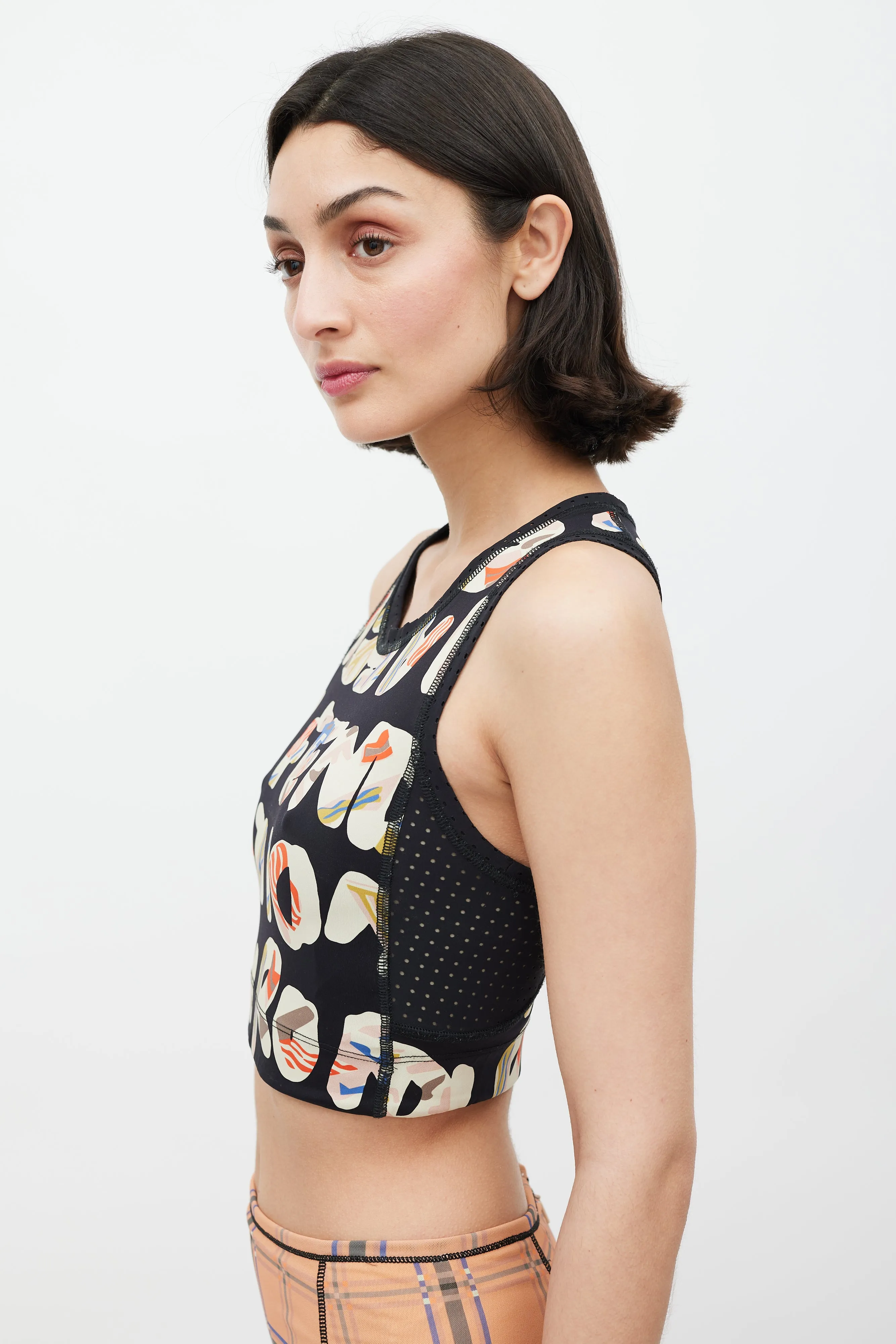 Black & Multicolour Geometric Logo Tank