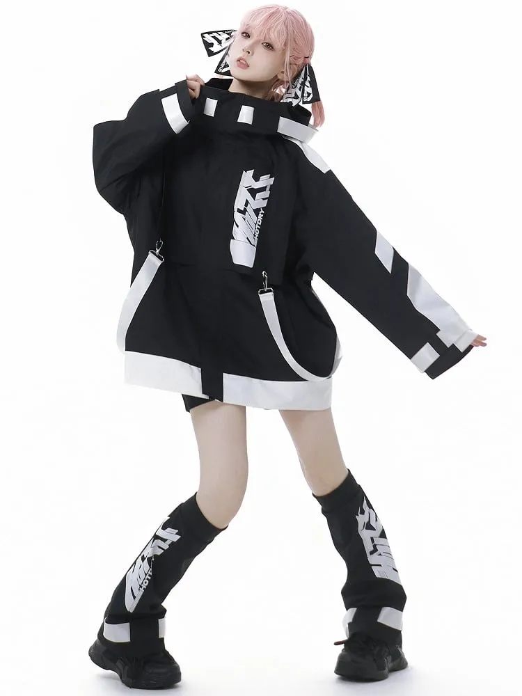 Black and White Jirai Kei Colorblock Design Shorts