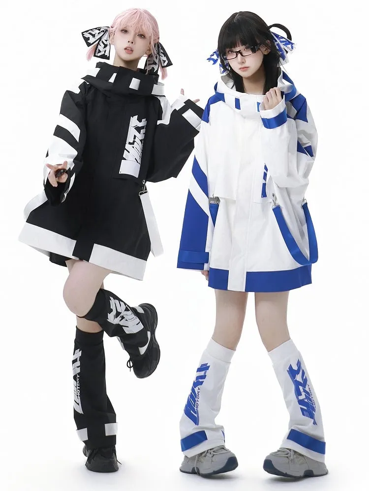 Black and White Jirai Kei Colorblock Design Shorts