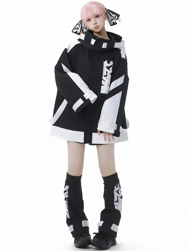 Black and White Jirai Kei Colorblock Design Shorts