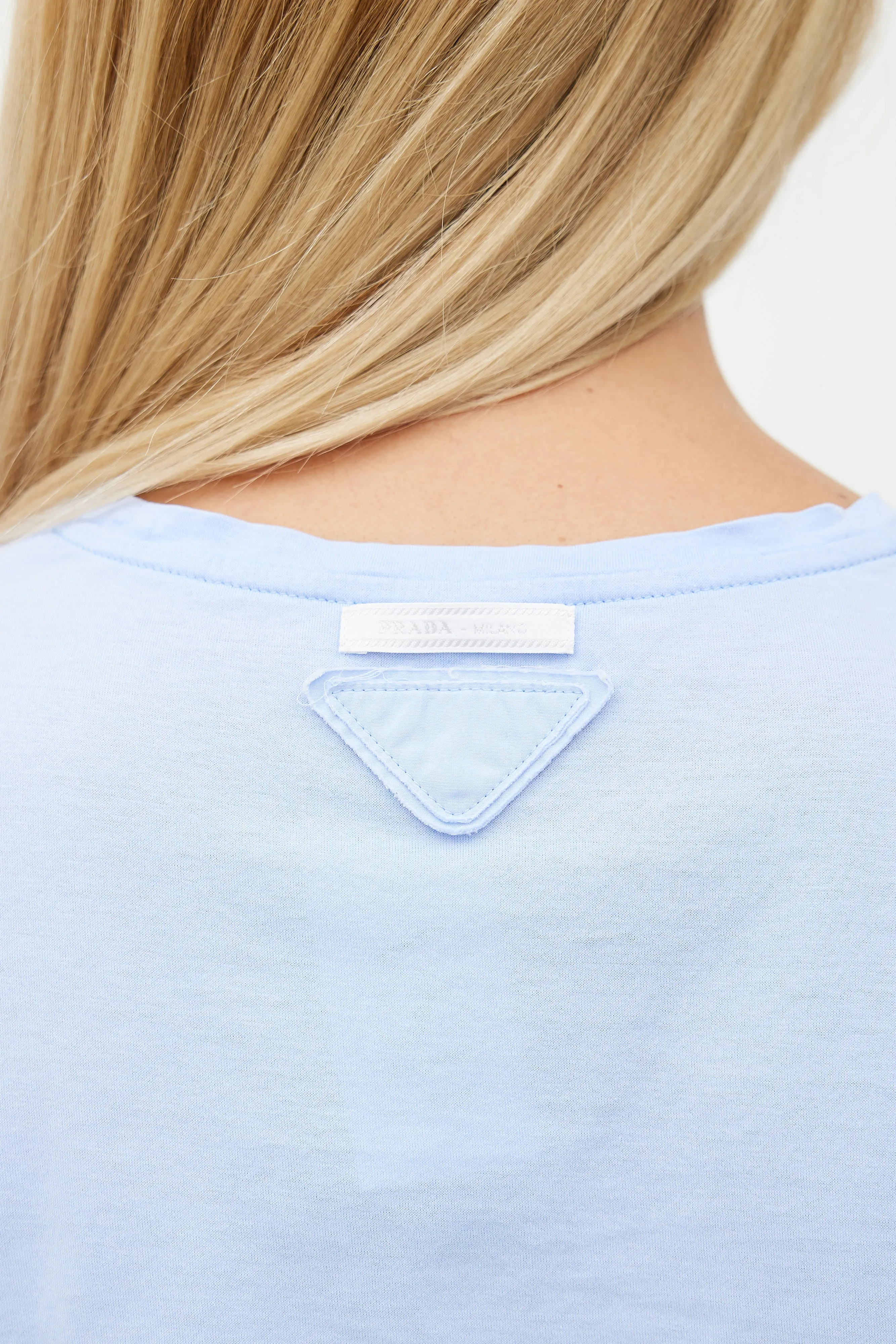 Blue Cropped Logo Patch T-Shirt
