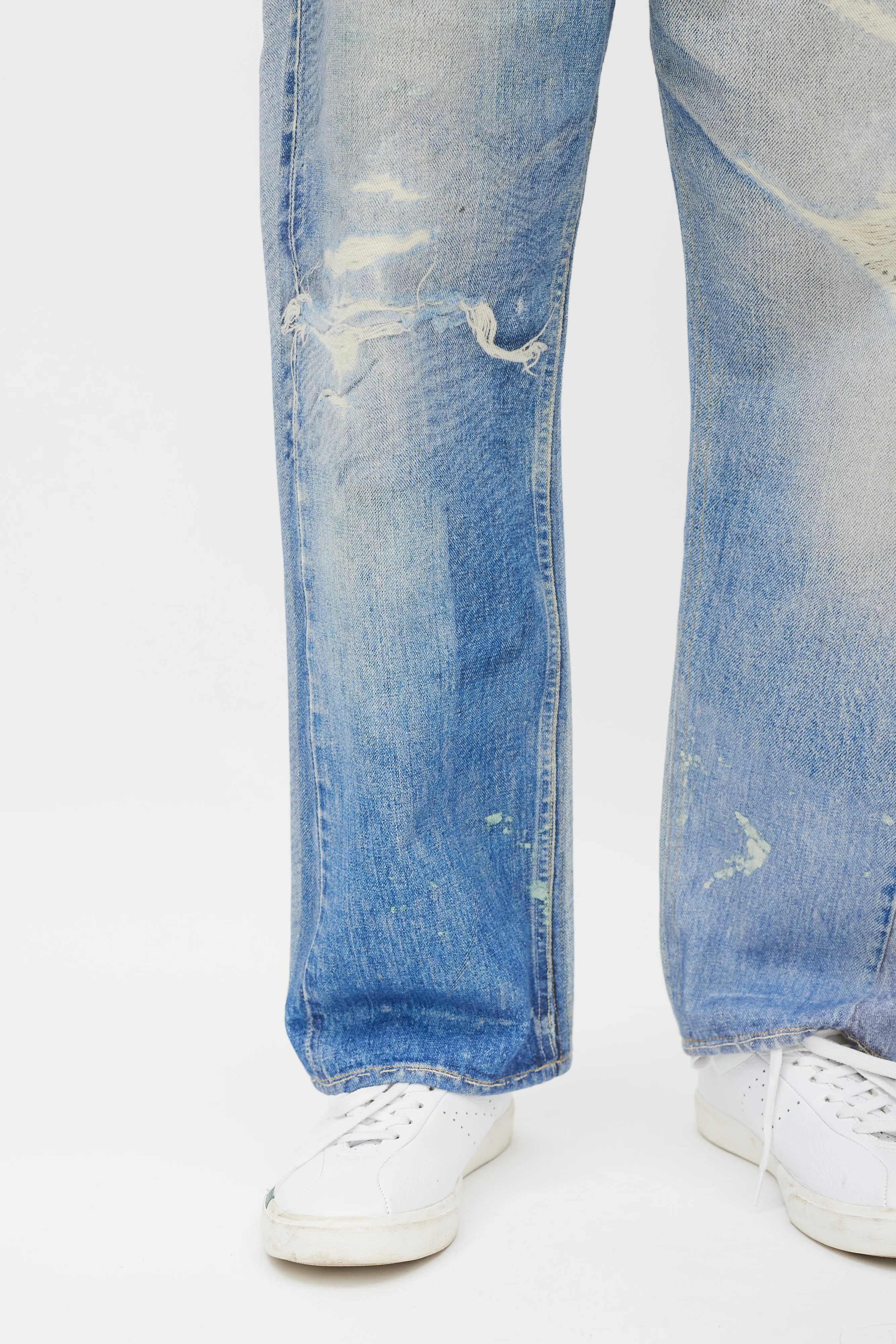 Blue Distressed Trompe L'oeil Jeans