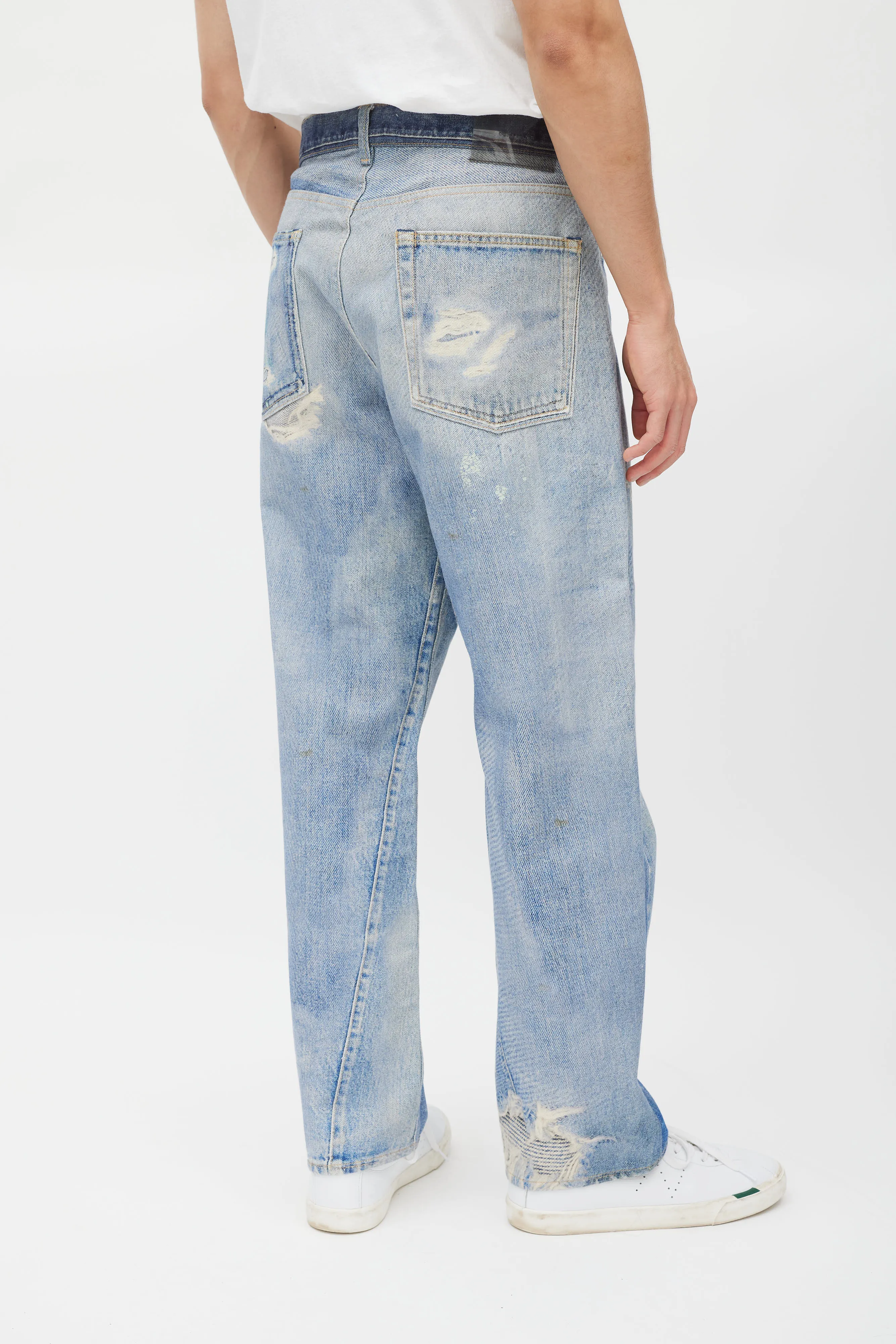 Blue Distressed Trompe L'oeil Jeans