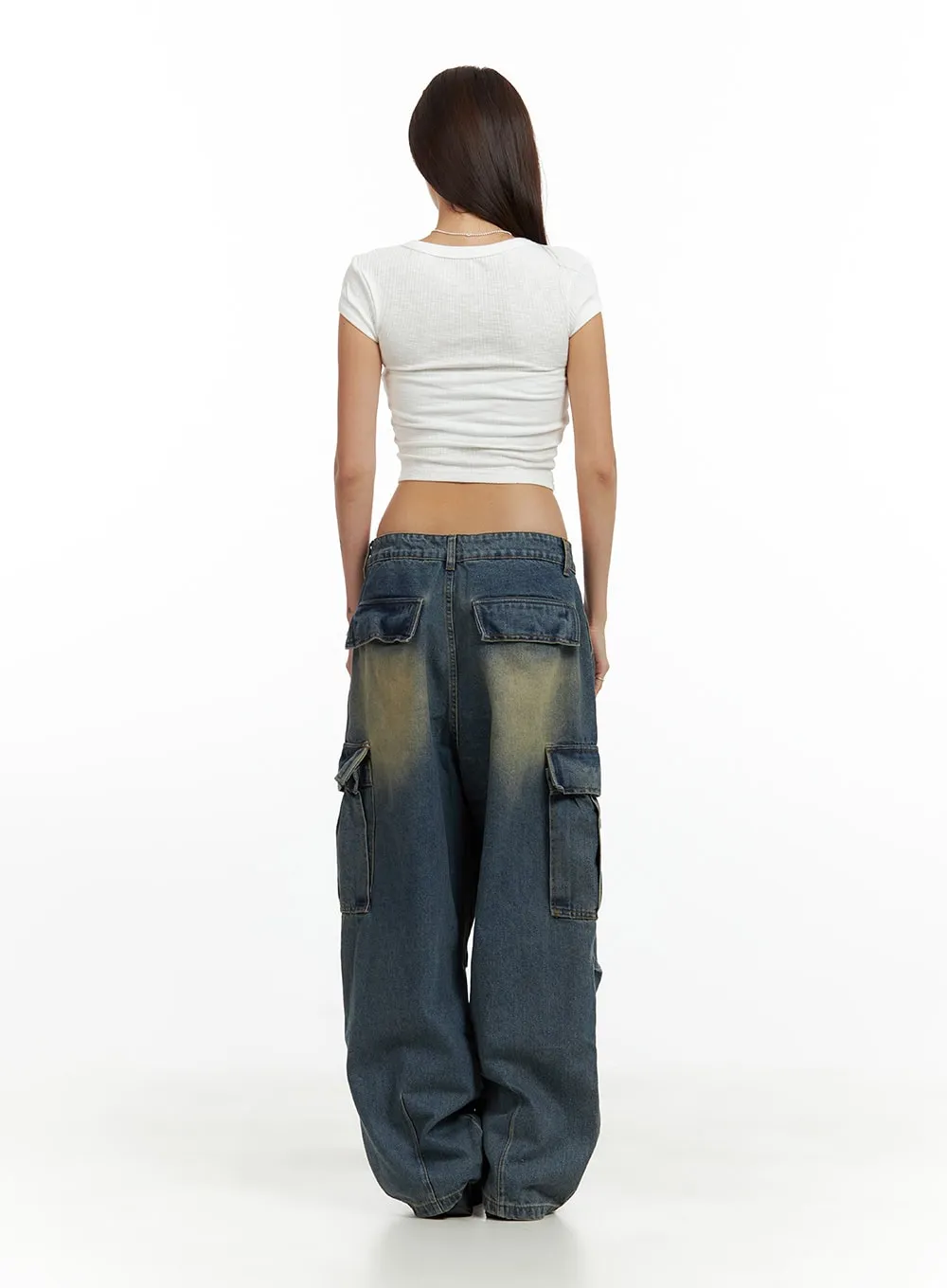 Drawstring Cargo Baggy Jeans CU417
