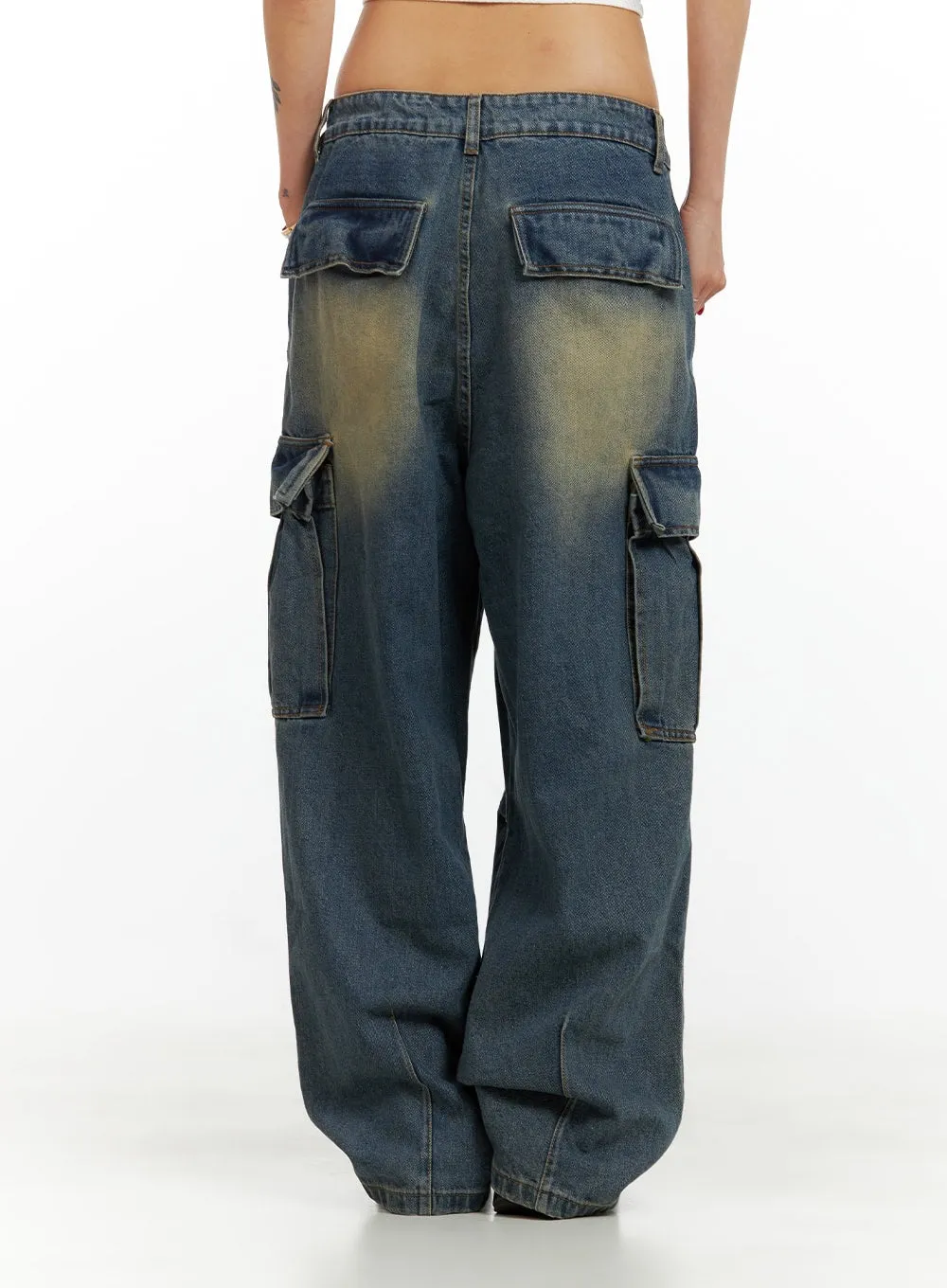 Drawstring Cargo Baggy Jeans CU417