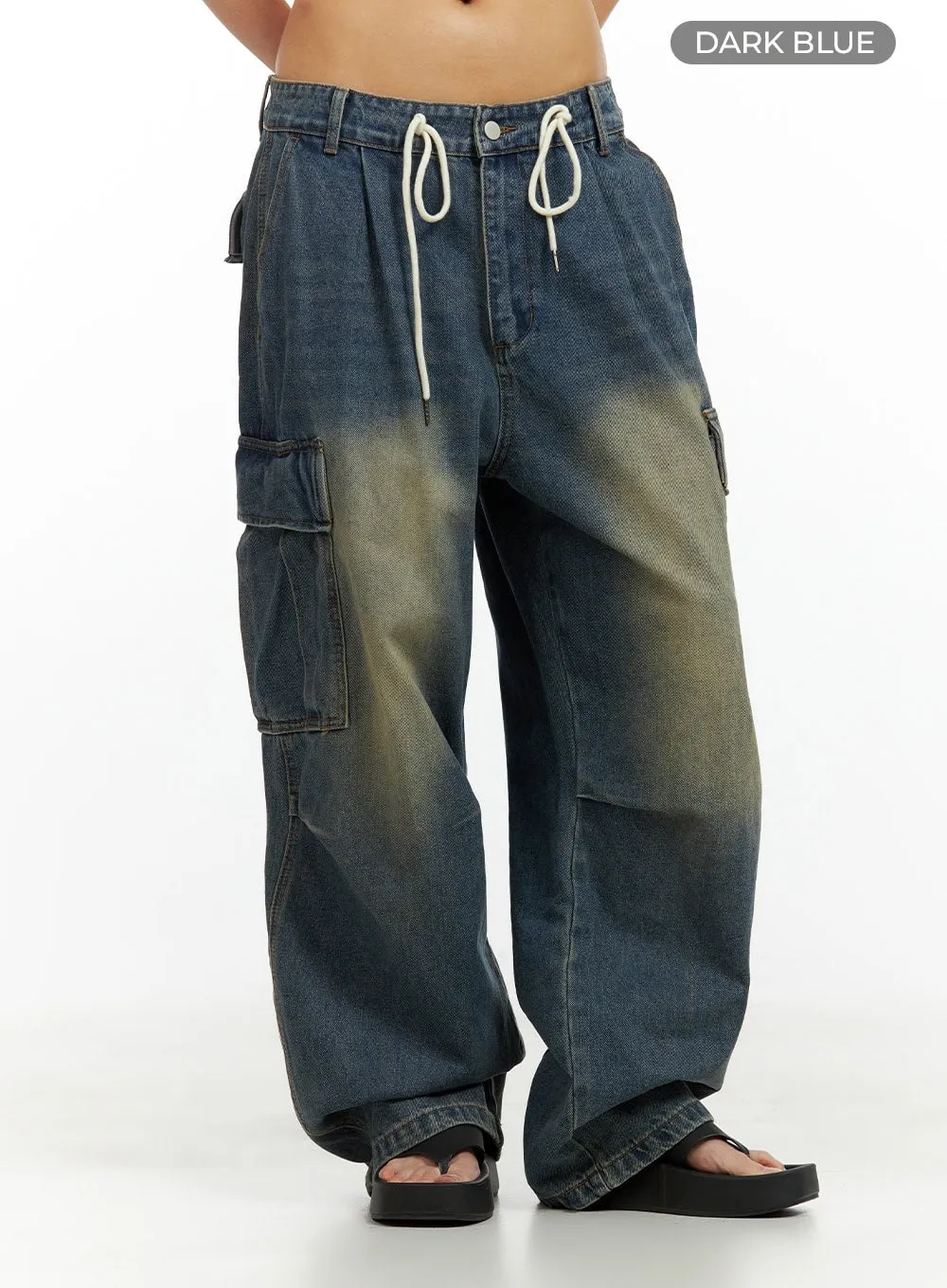 Drawstring Cargo Baggy Jeans CU417