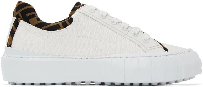 Fendi White Canvas 'Fendi Force' Sneakers