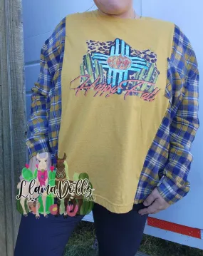 Hello Fall Tshirt Upcycle Flannel