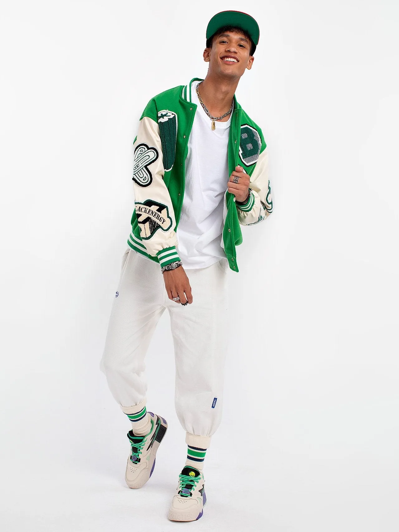 Letter Color Block Cotton Baseball Collar Preppy Varsity Jacket