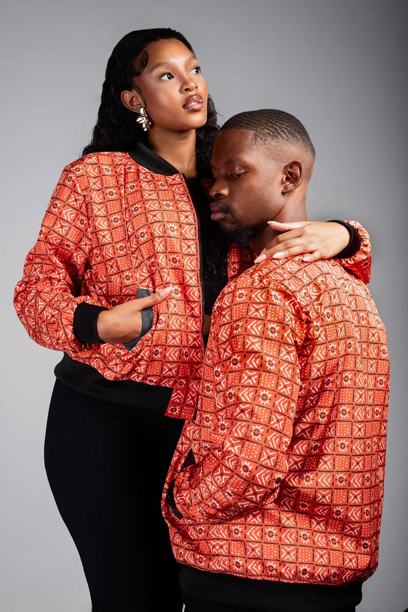 Mens - The Bogolan Summer Bomber Jacket (Orange)