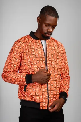 Mens - The Bogolan Summer Bomber Jacket (Orange)