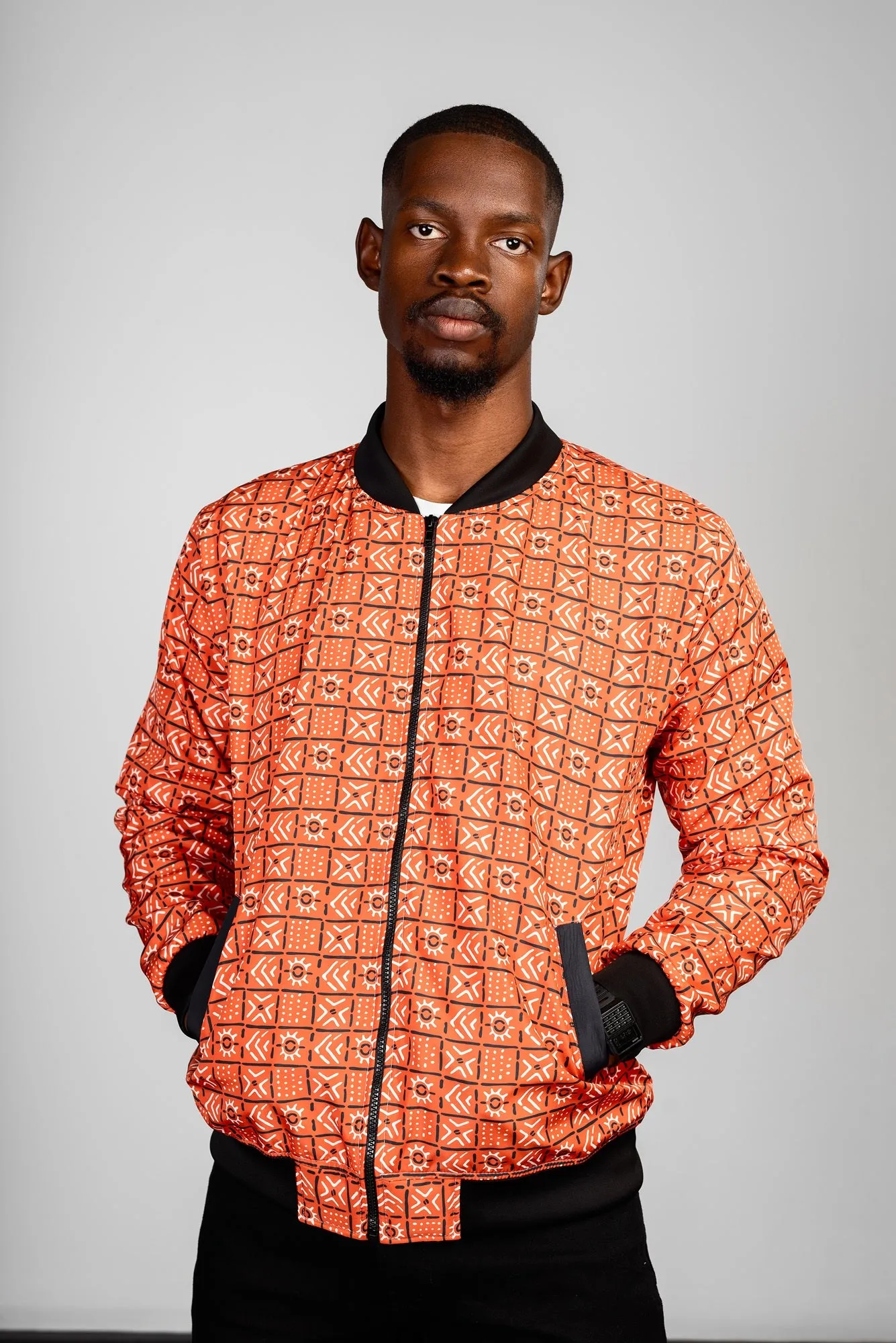 Mens - The Bogolan Summer Bomber Jacket (Orange)