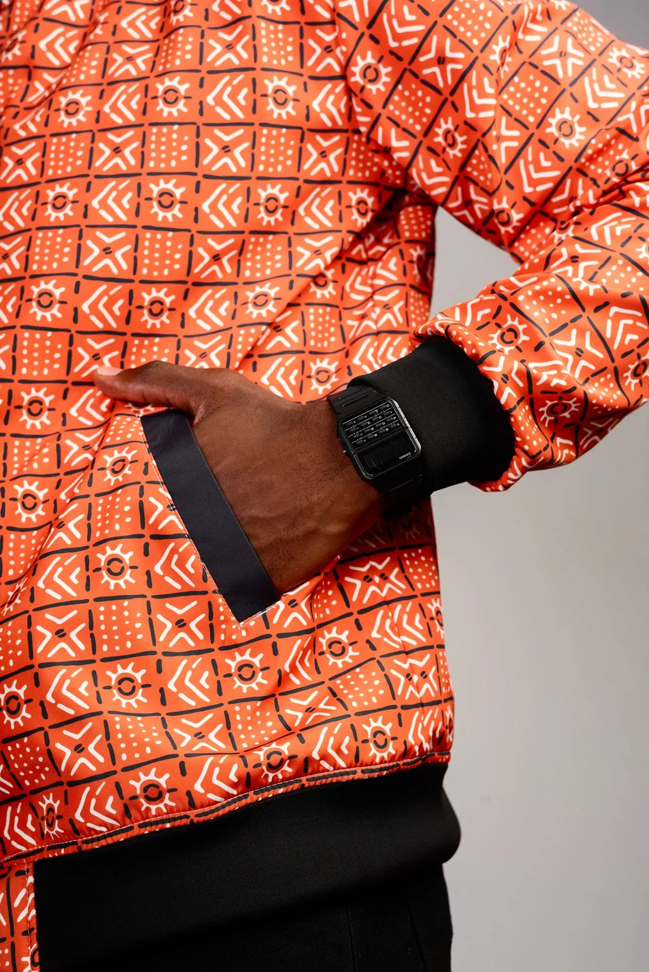 Mens - The Bogolan Summer Bomber Jacket (Orange)