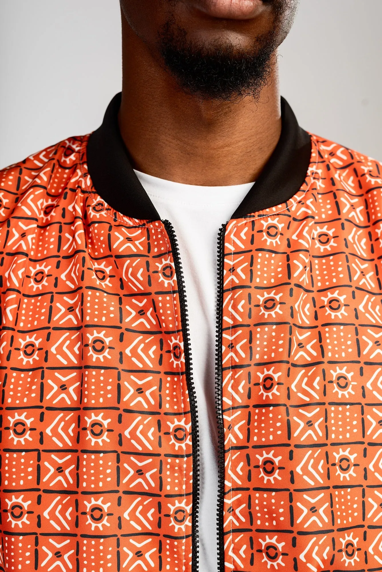 Mens - The Bogolan Summer Bomber Jacket (Orange)