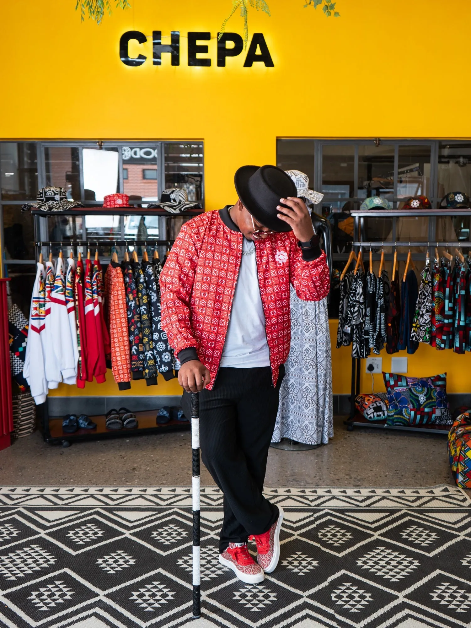 Mens - The Bogolan Summer Bomber Jacket (Red)
