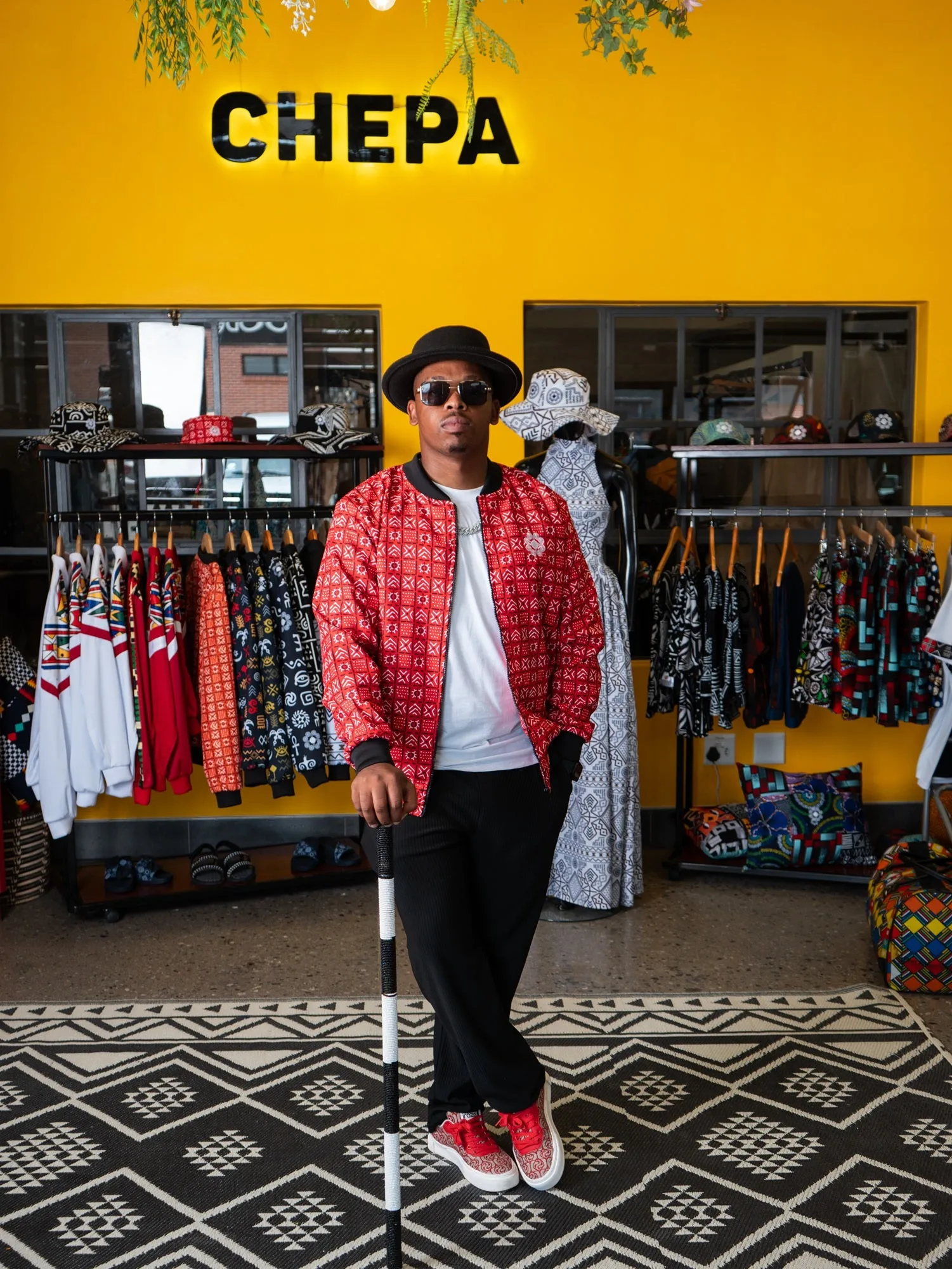 Mens - The Bogolan Summer Bomber Jacket (Red)