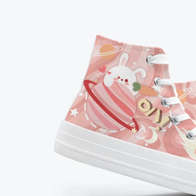 Original Design Hand-Painted Couple of High-Top Canvas Shoes