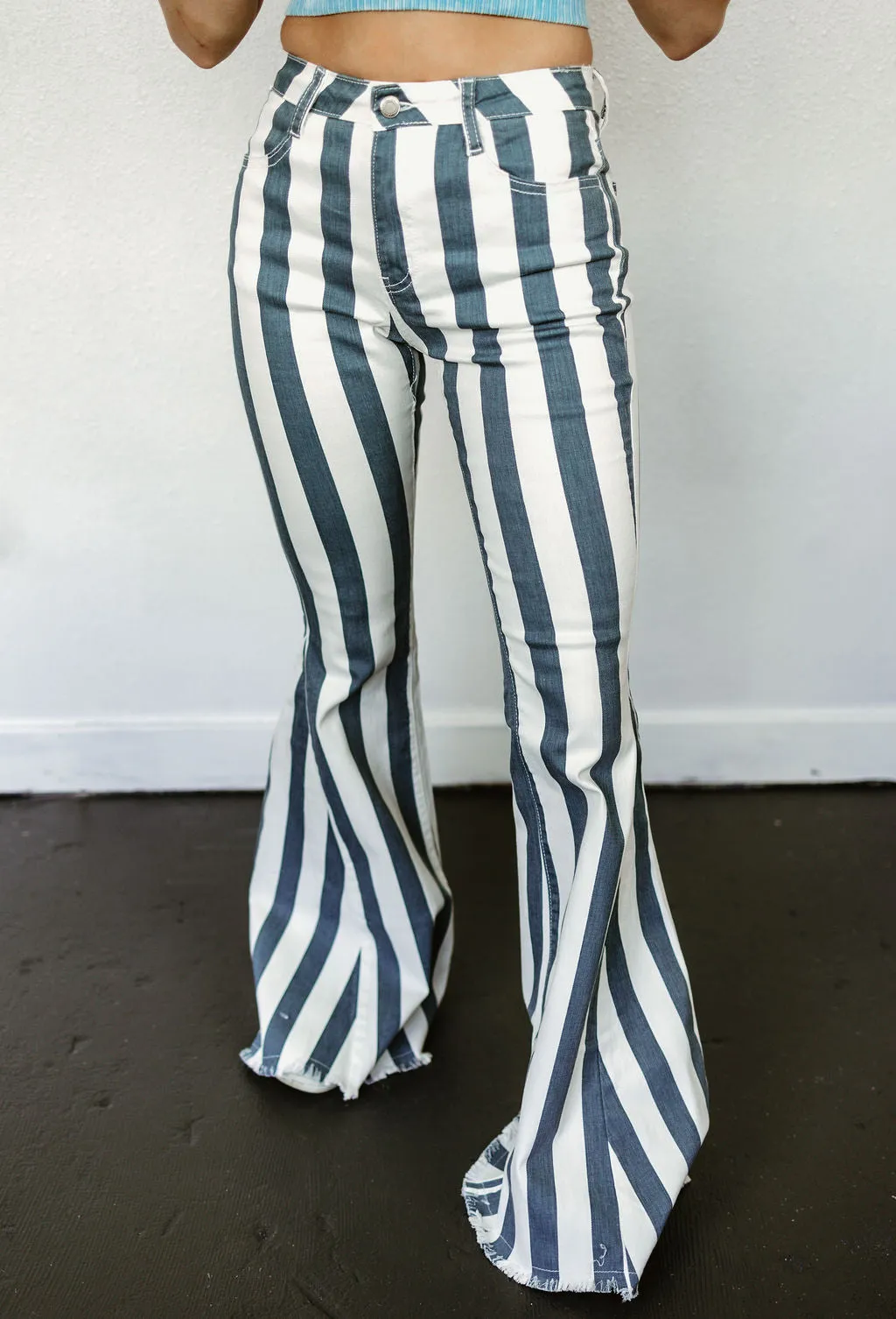 Serendipity Striped Flare Jeans in Deep Teal