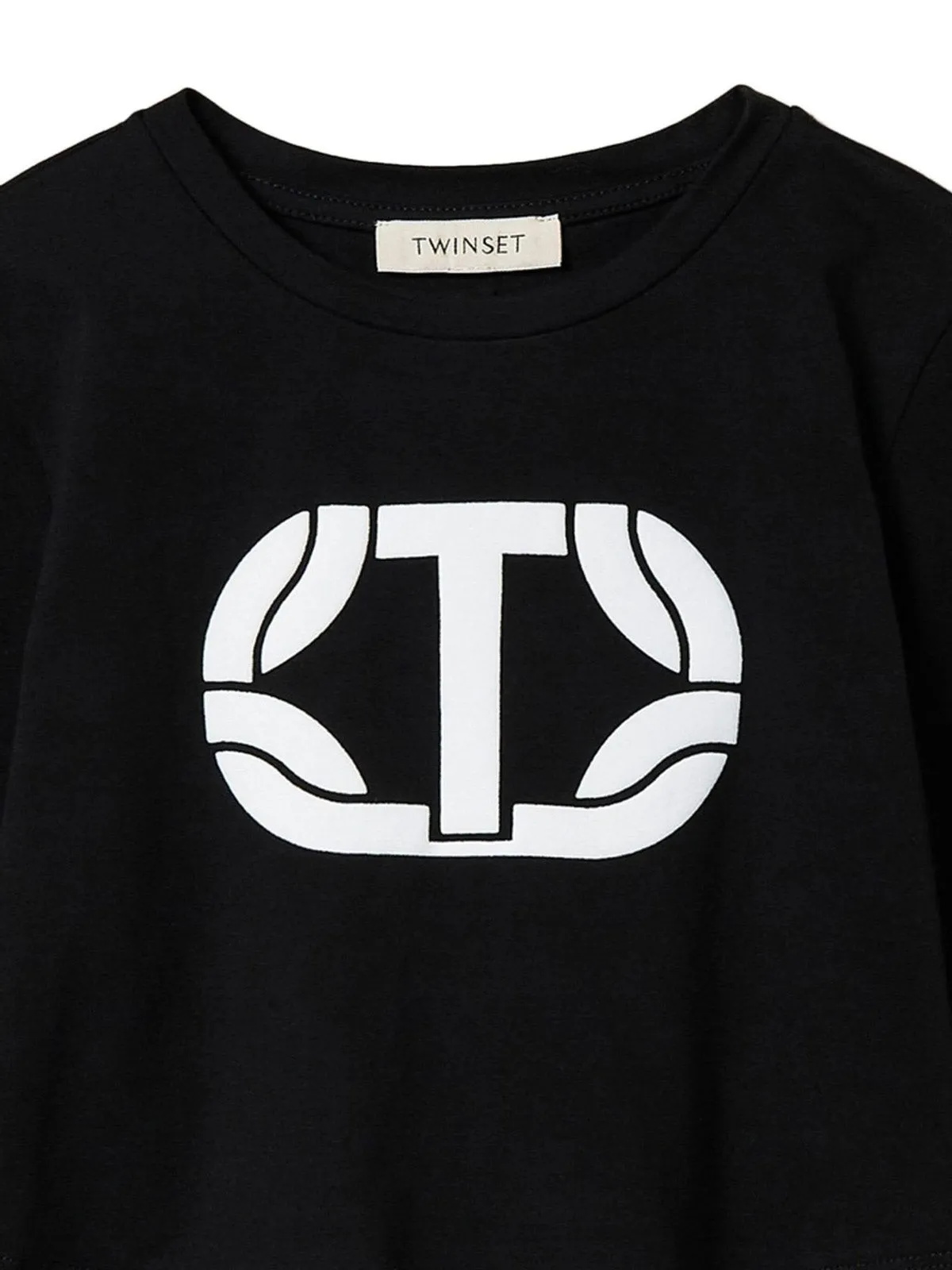 Twinset - Girls’ black cropped t-shirt with logo