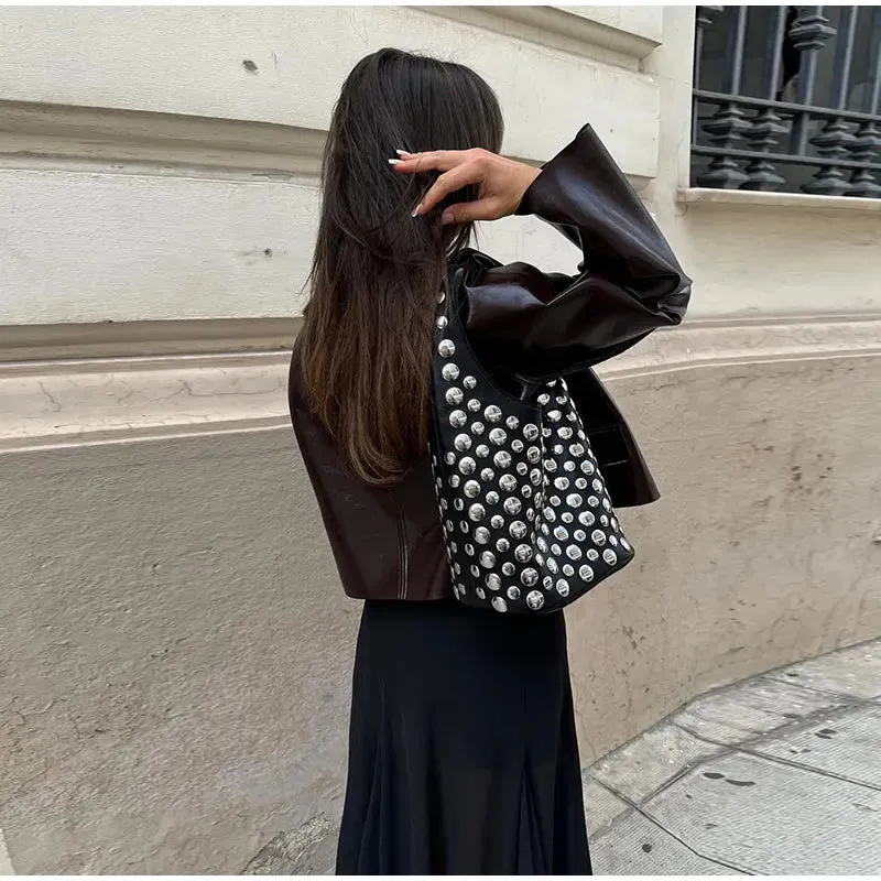 Women Elegant Solid Zipper Short Bomber Leather Chic Lapel Long Sleeves Cropped Jackets 2024 New Female Party Fashion Streetwear