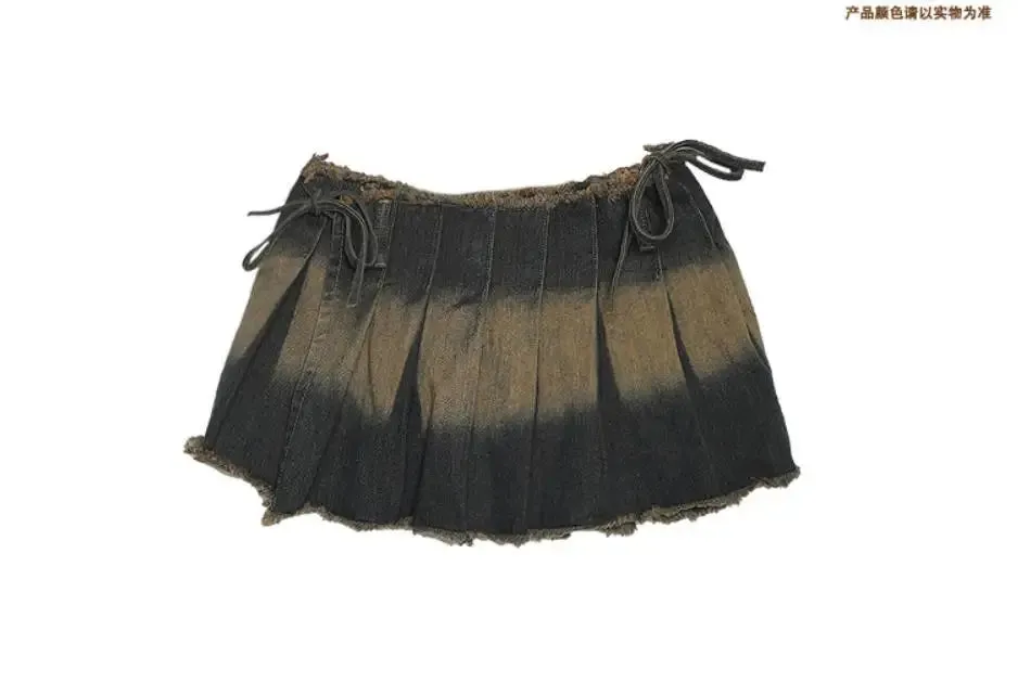 Y2K Jeans-Minirock mit Distressed-Look und Sternendetail